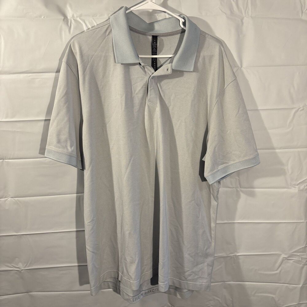 Lululemon Pique Tech Polo Shirt Men XL Performance Stretch Short Sleeve GrayBlue